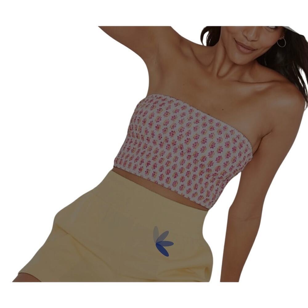 Old Navy Smocked Bandeau Longline Bikini Swim Top Size Small Bottoms Size Large
